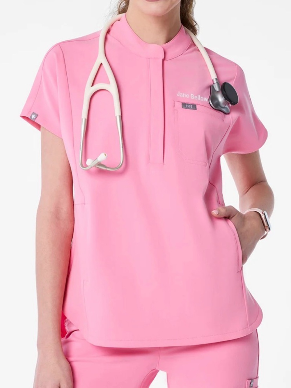 Figs Montex Relaxed Scrub Top Sunrise Pink Figs Size M